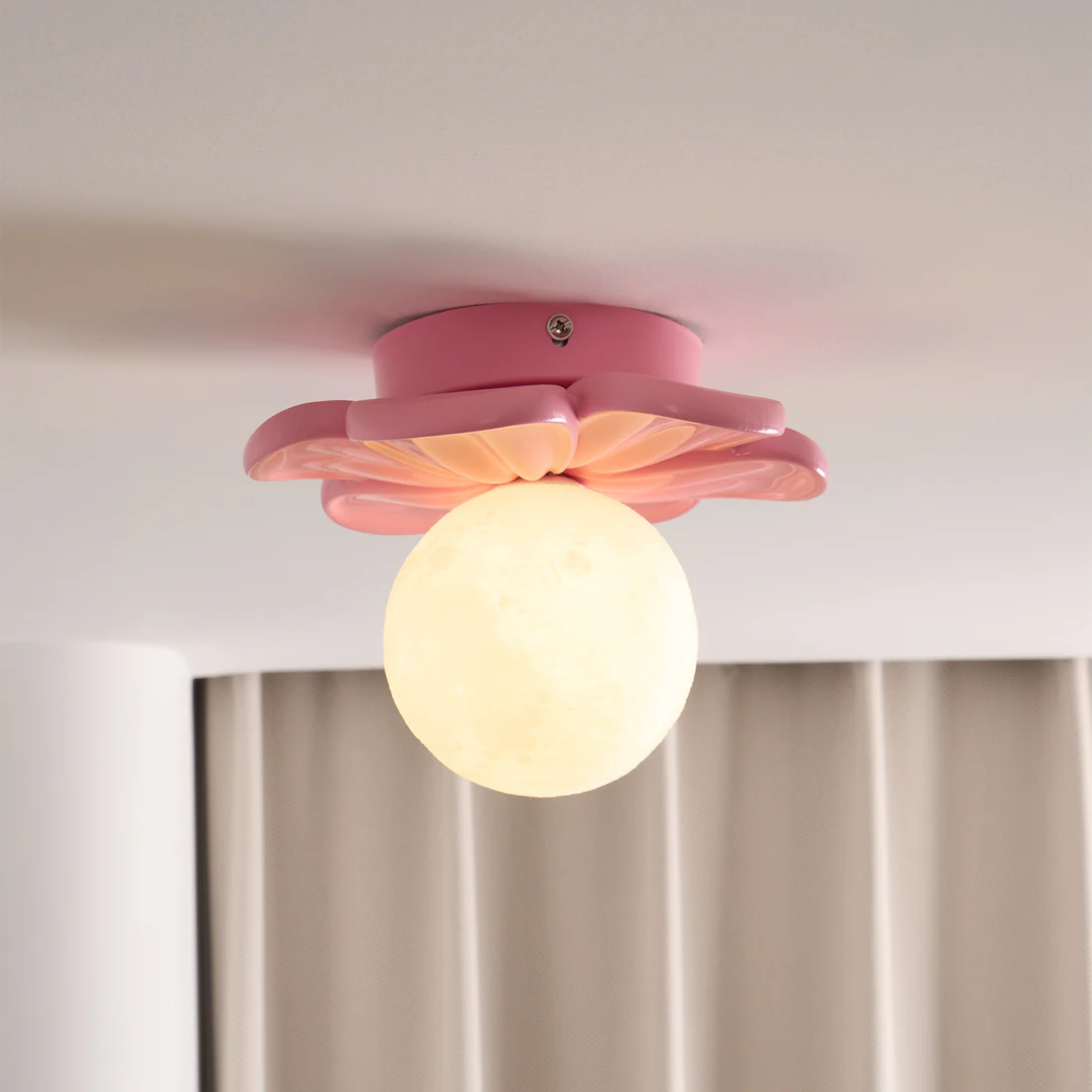 Carins Resin Pink Beige Flower Ceiling Lamp Dining Room Bedroom