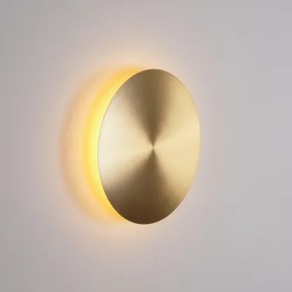 Edge Modern Round Brass Metal Wall Light Bathroom Living Room