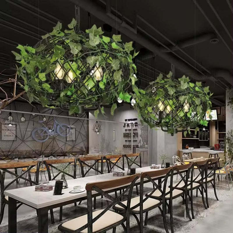 Vireo Industrial LED Pendant Light Black Green Metal Living Room