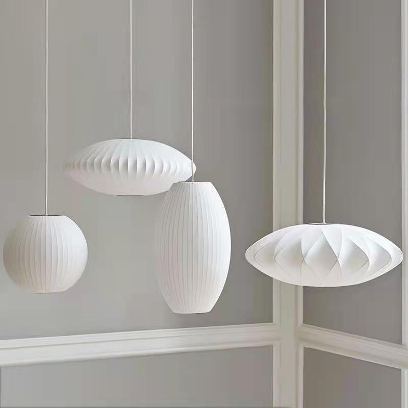 Renée Vintage Artificial White Silk Shade Single Pendant Light