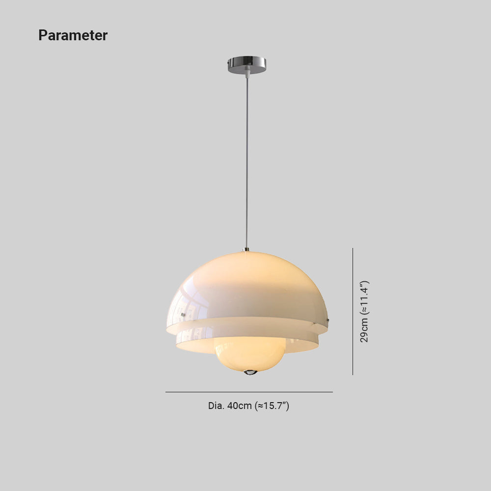 White Bauhaus Nordic pendant light with dimensions