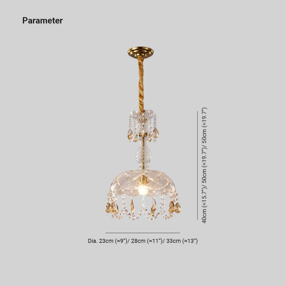 Kristy Luxury Crystal Pendant Light Metal Bedroom Dining Room