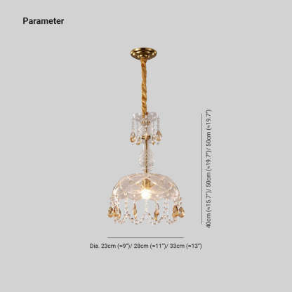 Kristy Luxury Crystal Pendant Light Metal Bedroom Dining Room