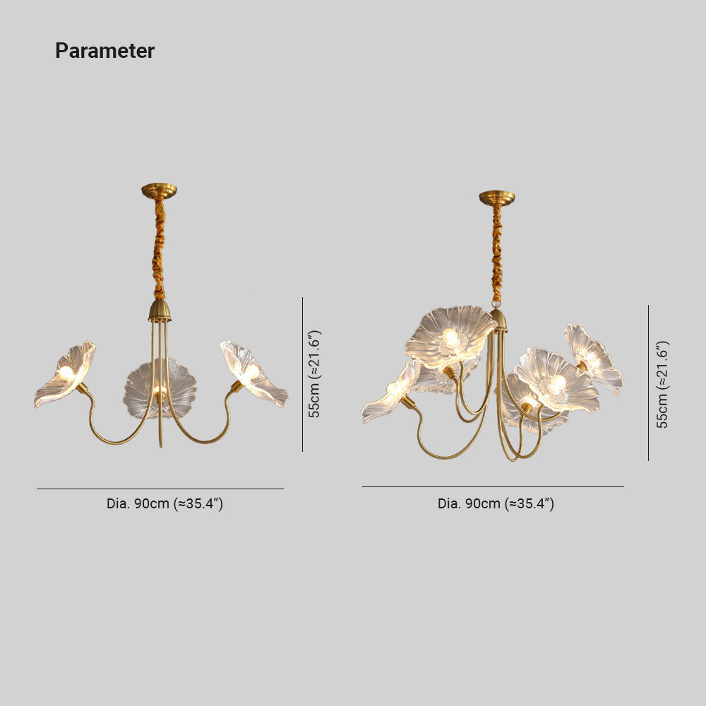 Lily Modern Flower Art Deco Metal Glass Chandelier Bedroom