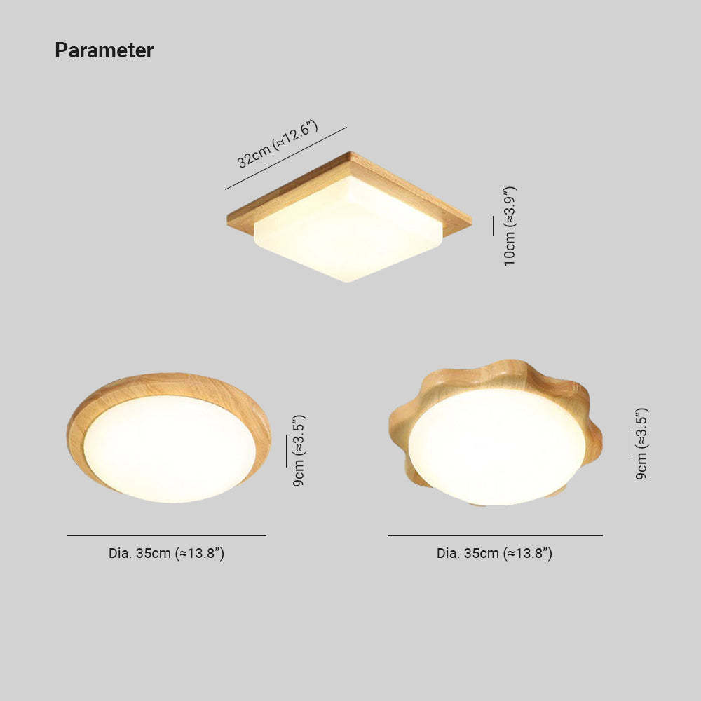 Ozawa Modern Simple Flush Mount Ceiling Light Wood Acrylic Dining Room