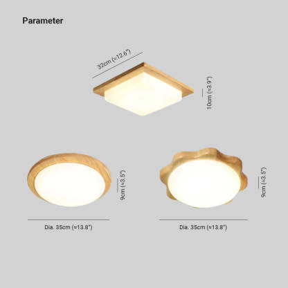 Ozawa Modern Simple Flush Mount Ceiling Light Wood Acrylic Dining Room