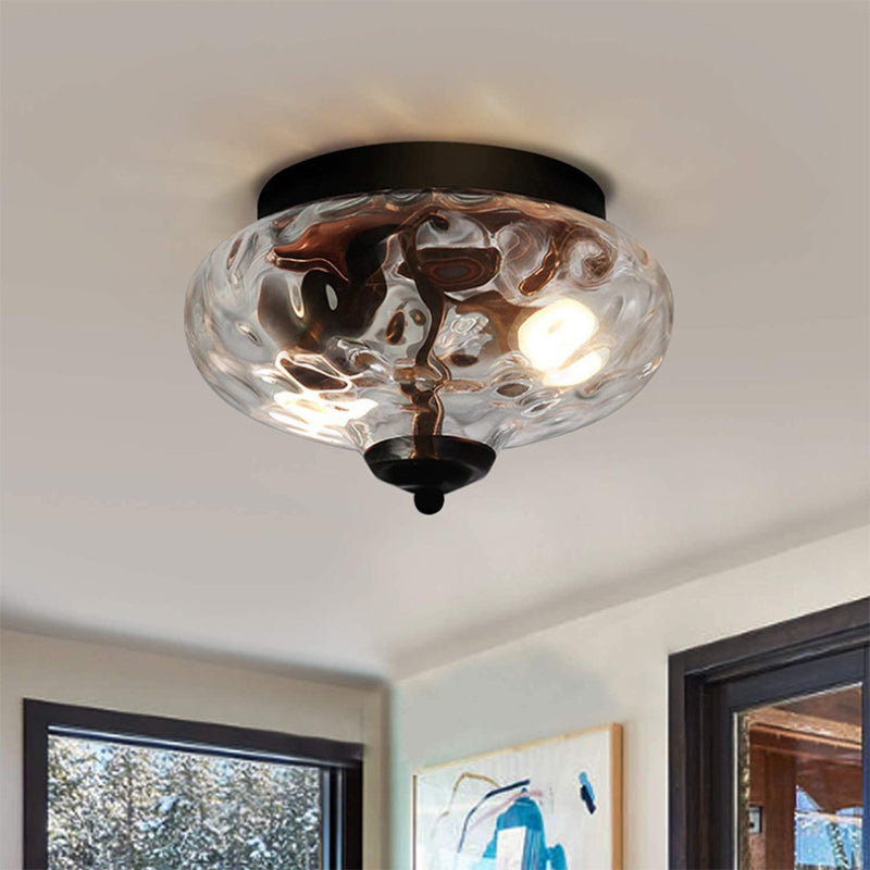 Bella flush mount ceiling light with textured glass