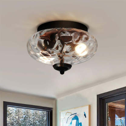Bella flush mount ceiling light with textured glass