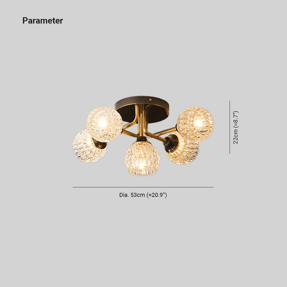 Valentina Luxury Flush Mount Ceiling Light Metal/Glass Living Room