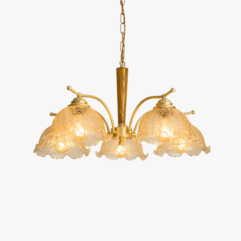 Lily Retro LED Metal Wood Chandeliers Living Room Bedroom
