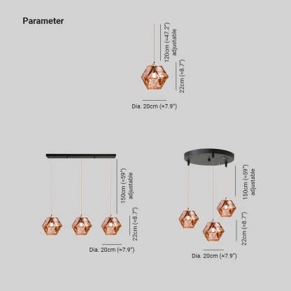 Hailie Polyhedron LED Pendant Light Metal Glass Kitchen Island