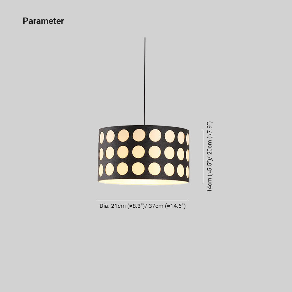 Hailie Retro Round LED Polka Dots Pendant Light Metal Fabric Living Room