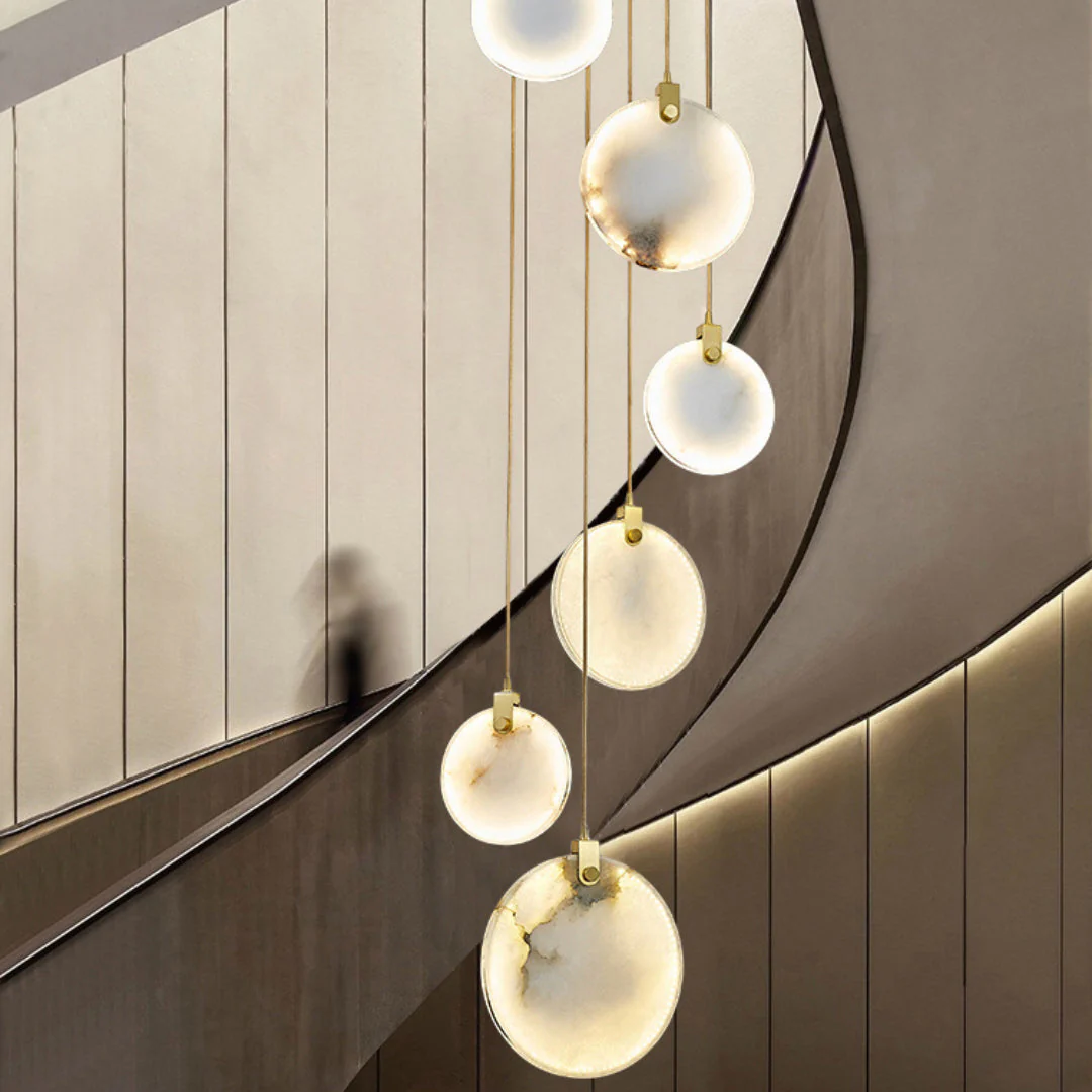 Jade Pendant Lamp Geometric Style Gorgeous Alabaster Hallway Living Room