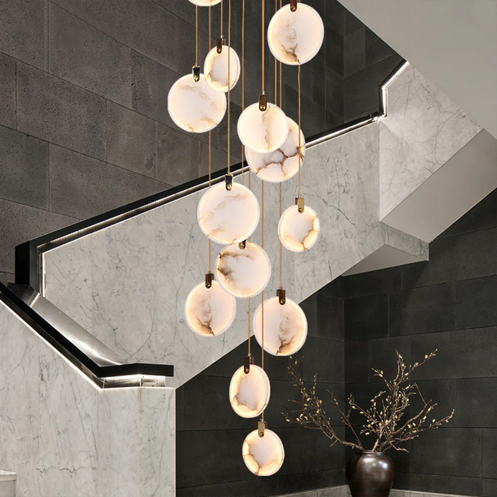 Jade Pendant Lamp Geometric Style Gorgeous Alabaster Hallway Living Room