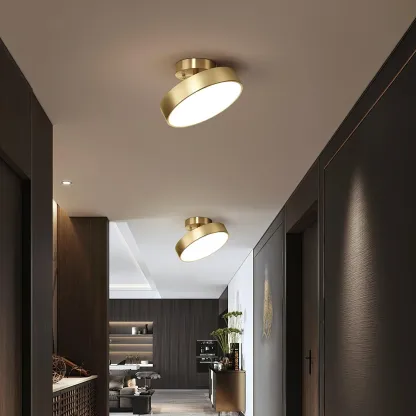 Edge Minimalism Round Metal Acrylic Brass Ceiling Light Living Room Hallway
