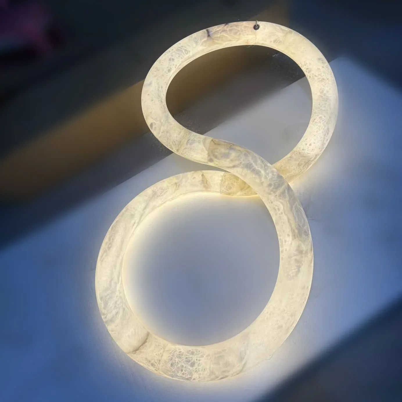 Jade Modern Alabaster Infinity Pendant Lamp Living Room Bedroom