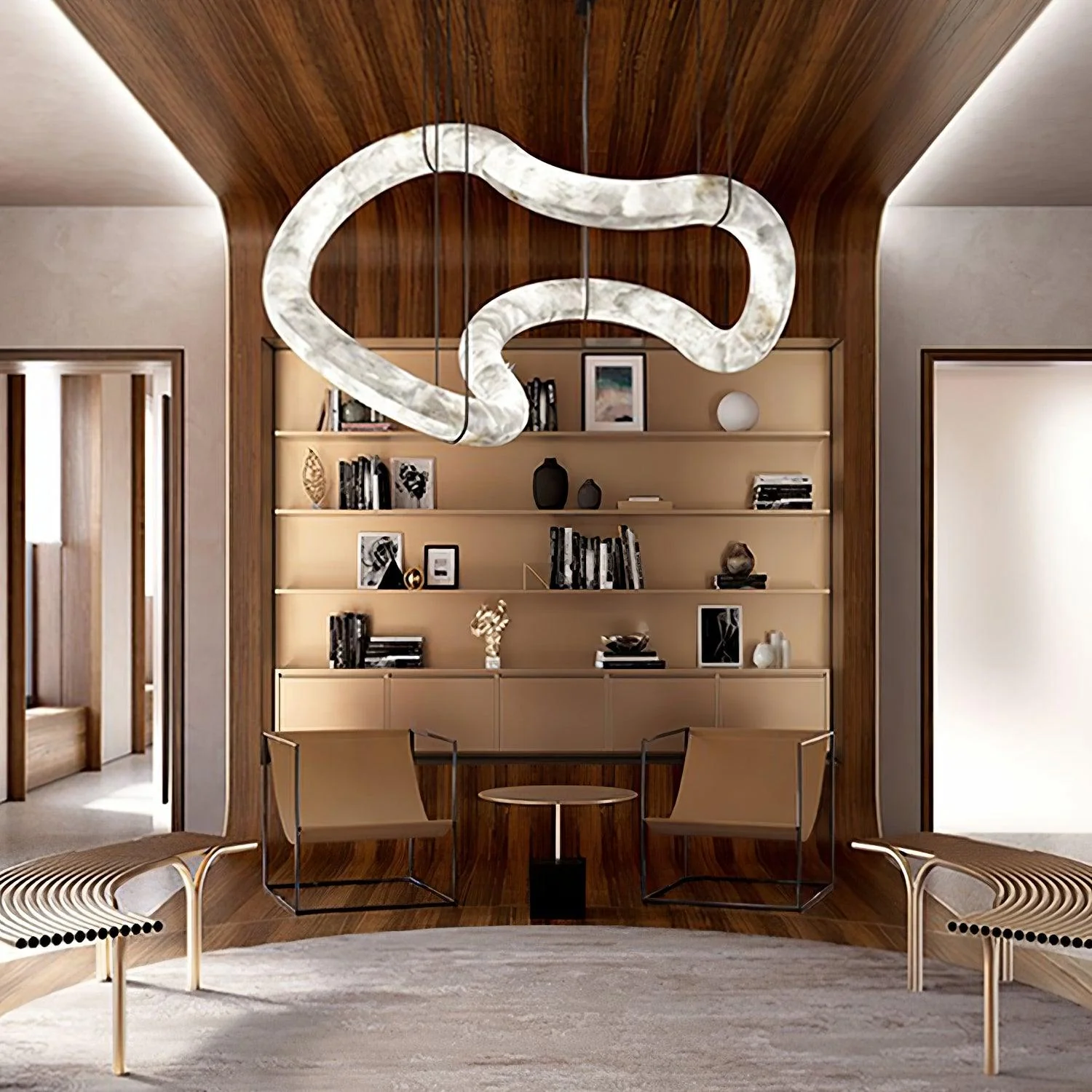 Jade Modern Alabaster Infinity Pendant Lamp Living Room Bedroom