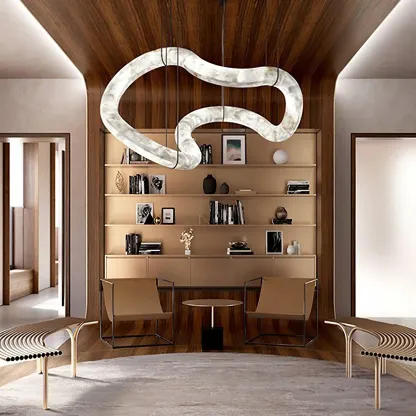 Jade Modern Alabaster Infinity Pendant Lamp Living Room Bedroom