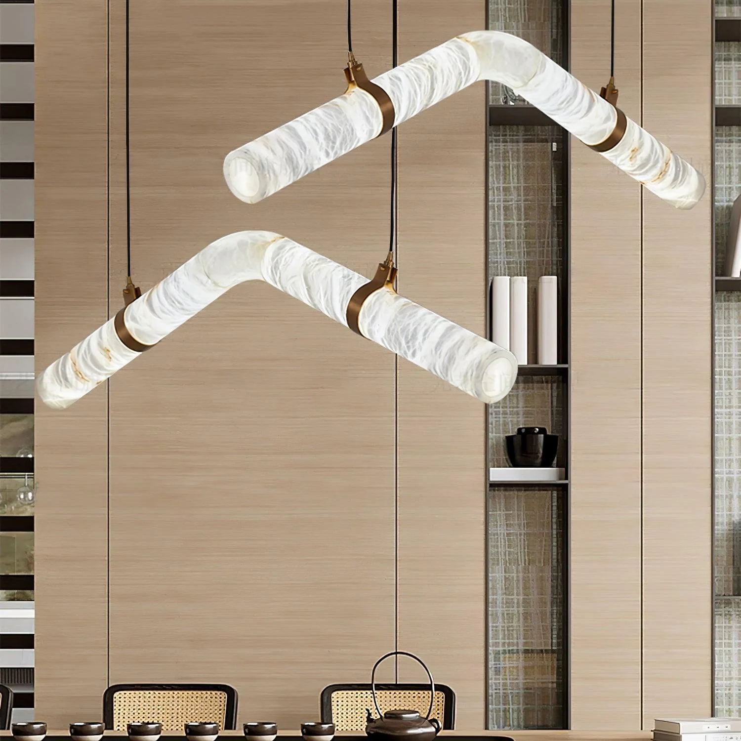 Jade Modern Alabaster Infinity Pendant Lamp Living Room Bedroom