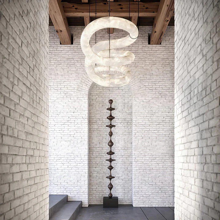 Jade Modern Alabaster Infinity Pendant Lamp Living Room Bedroom