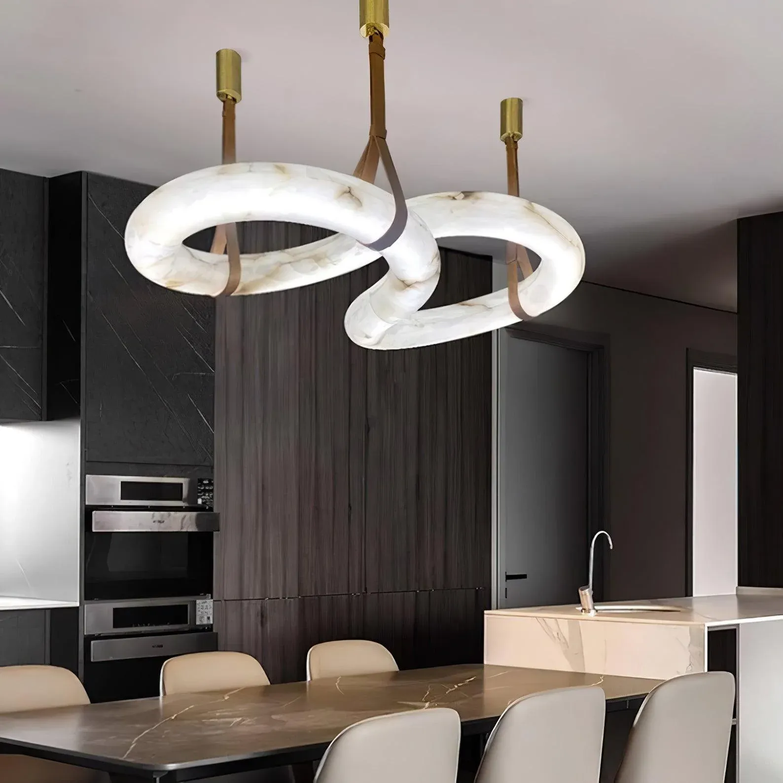 Jade Modern Alabaster Infinity Pendant Lamp Living Room Bedroom