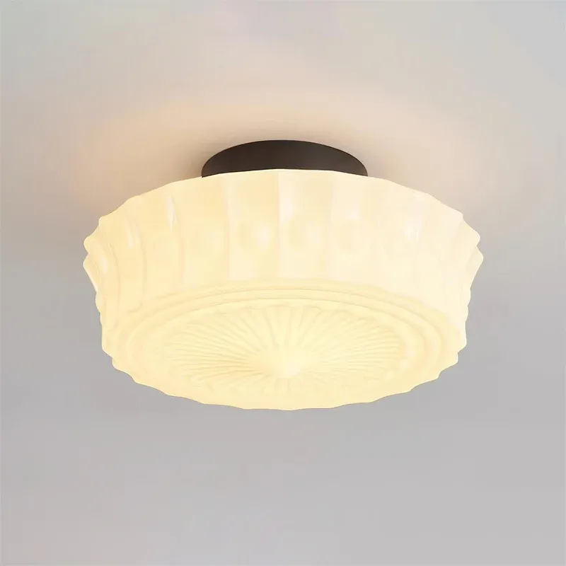 Quinn Nordic Beige Ceramic White Ceiling Light Bedroom Dining Room