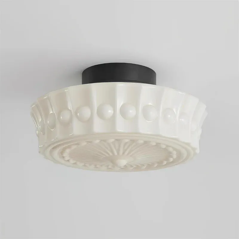 Quinn Nordic Beige Ceramic White Ceiling Light Bedroom Dining Room