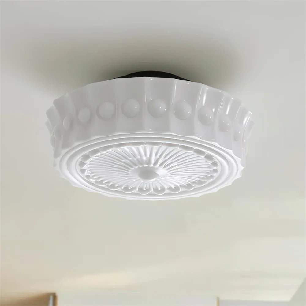 Quinn Nordic Beige Ceramic White Ceiling Light Bedroom Dining Room