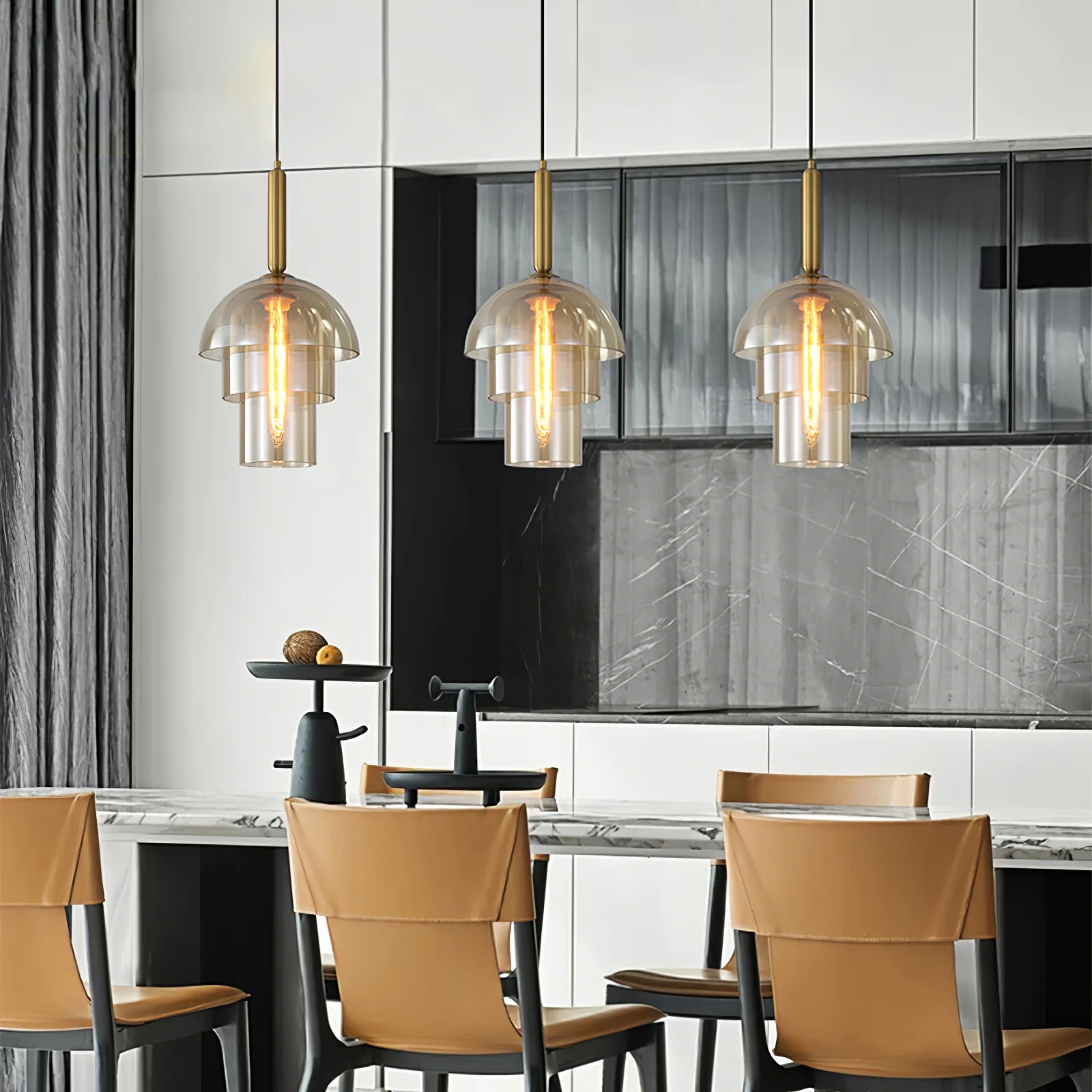 Hailie Modern Contemporary Metal Glass Pendant Light Kitchen Dining Room