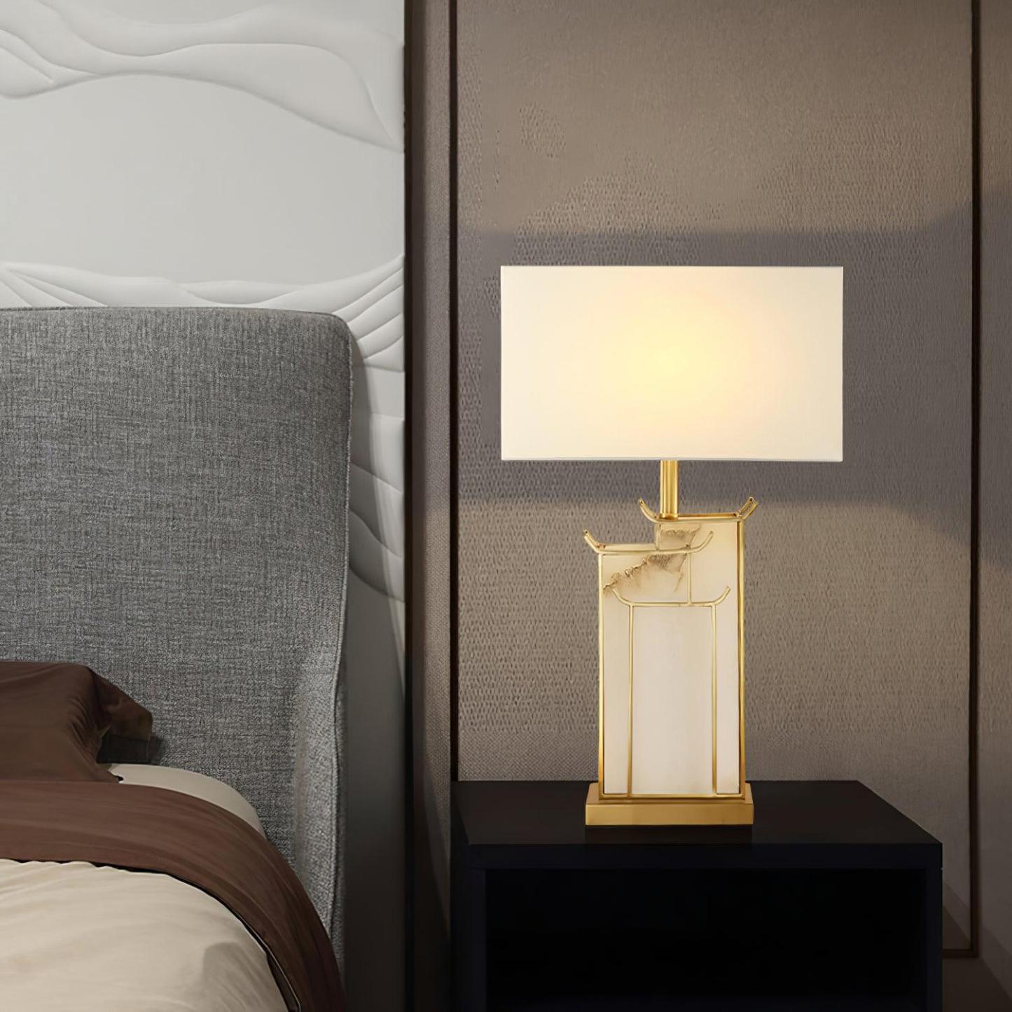 Table Lamp Modern Alabaster Farbric Bedroom Living Room|Las Sola