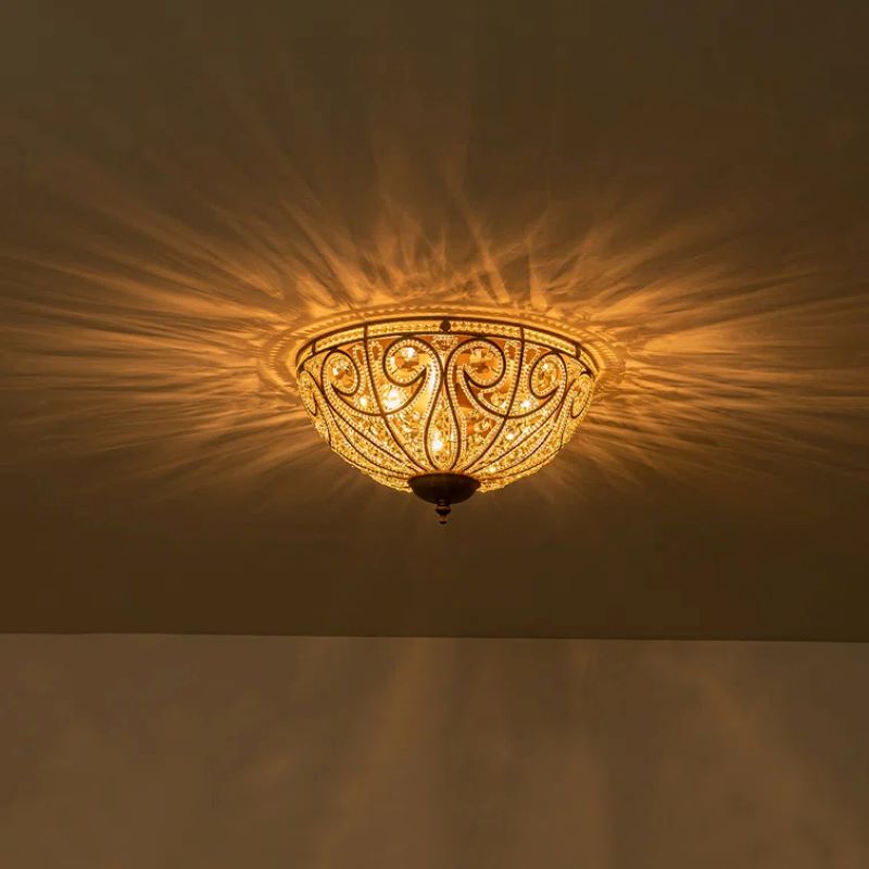 Kristy Retro LED Flush Mount Ceiling Light Metal/Glass Living Room