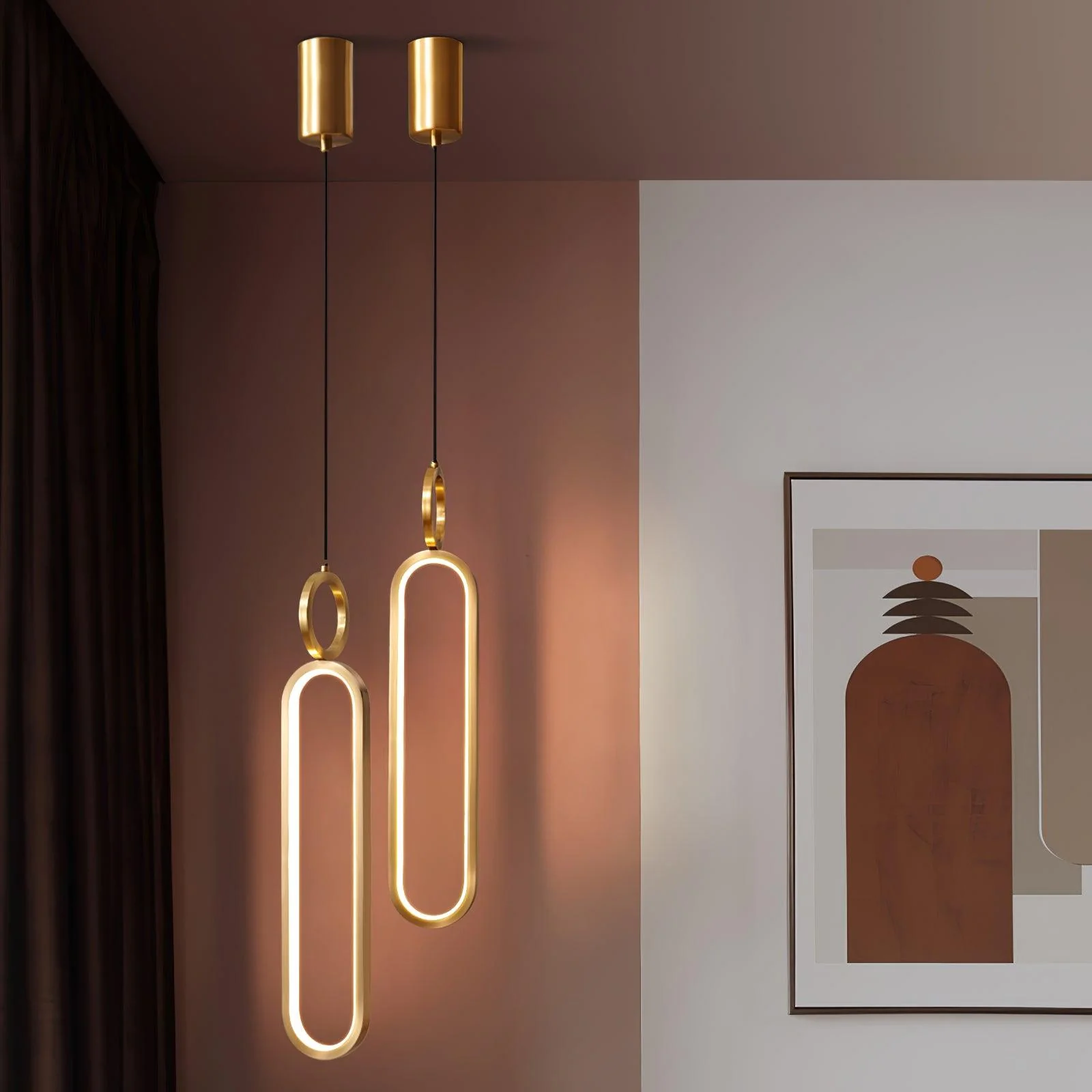 Orr Ring Modern Metal Acrylic Brass Pendant Light Living Room Bedroom