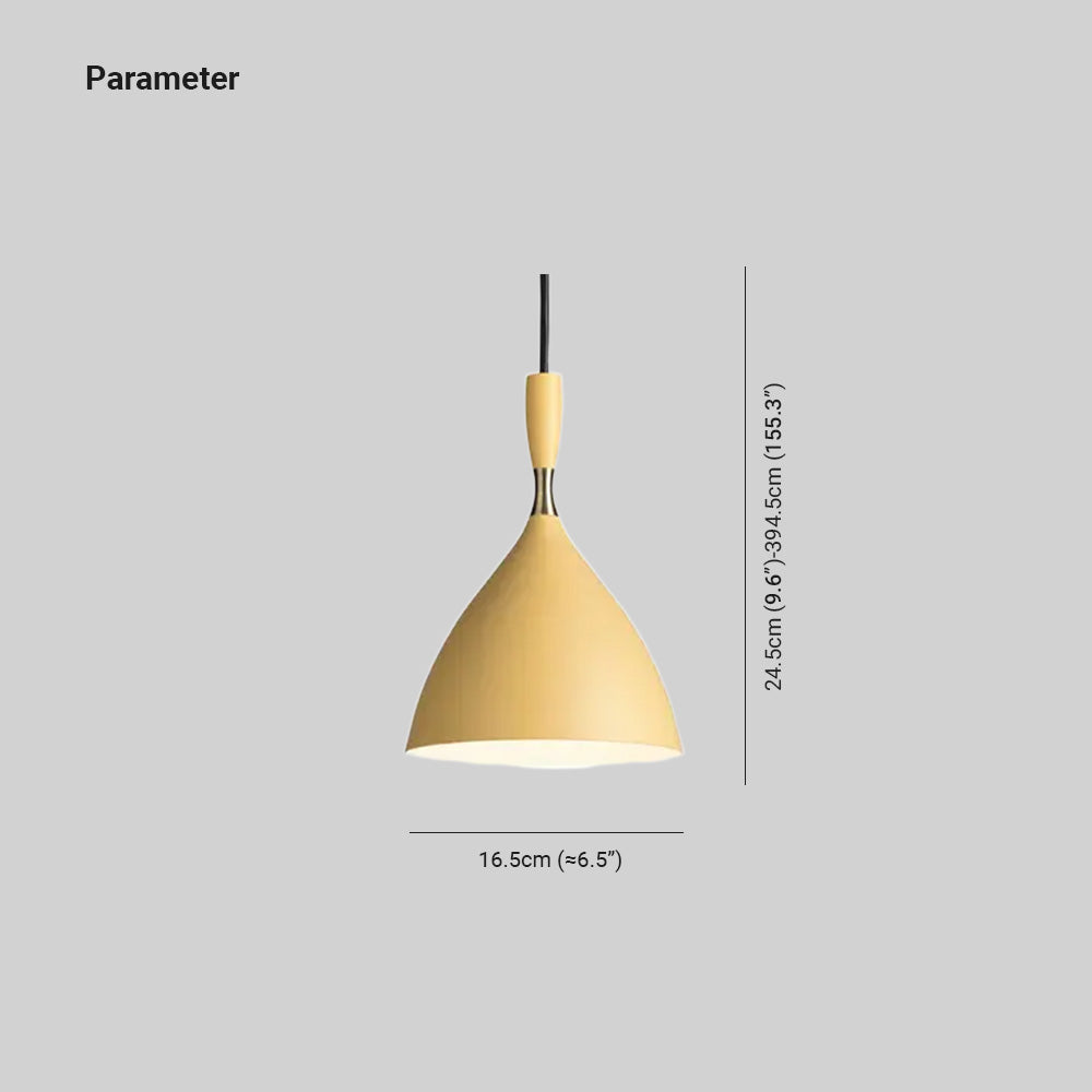Dimensions of yellow Morandi metal pendant light