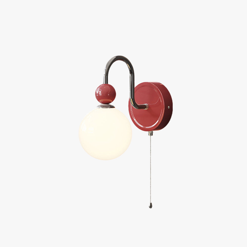 Morandi Modern LED Indoor Wall Lamp Red/Coffee Metal/Glass Bedroom