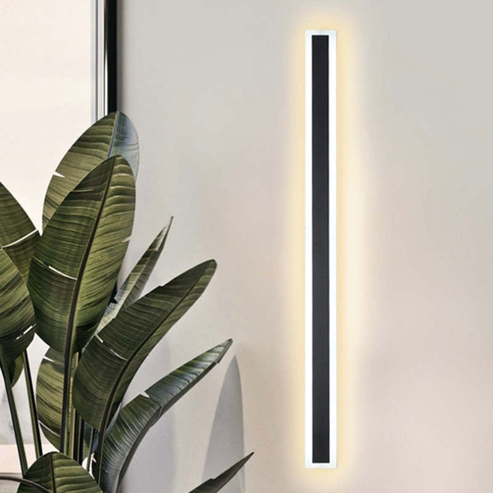 Edge Modern Outer Glow Linear Metal Outdoor Wall Light Dark Steel
