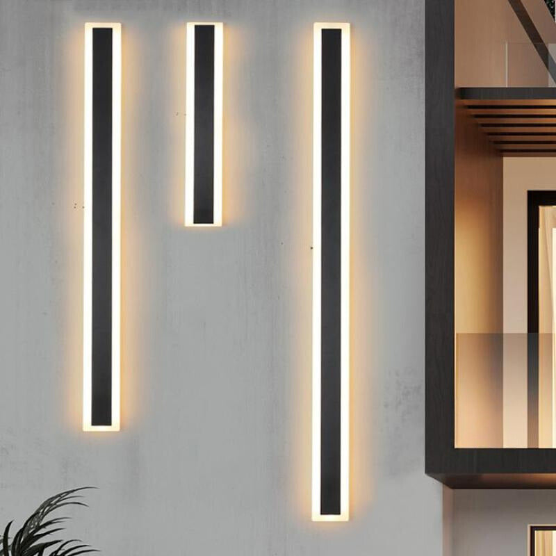 Edge Modern Outer Glow Linear Metal Outdoor Wall Light Dark Steel