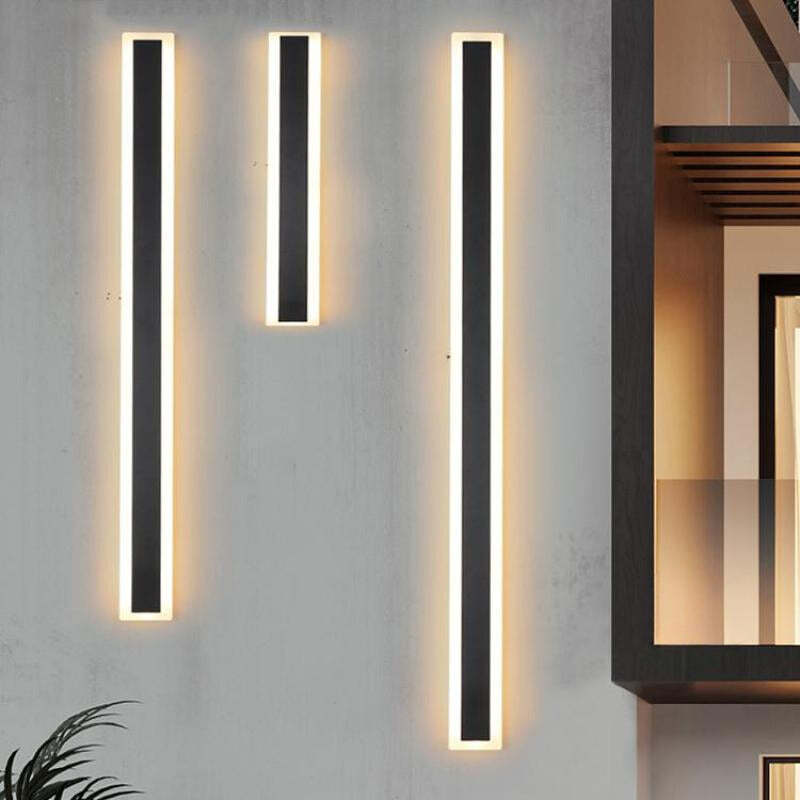 Edge Modern Outer Glow Linear Metal Outdoor Wall Light Dark Steel