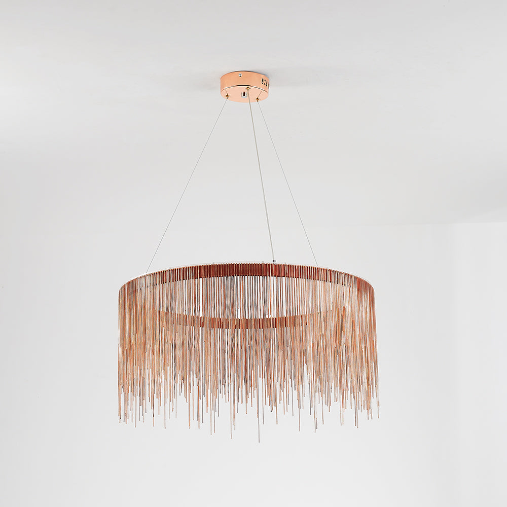 Arisha Colon Tassel Chain Art Deco Pendant Light Silver/Gold Living Room/Hall