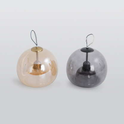Sanna Modern Dome Glass Semi-Flush Mount Ceiling Light/Pendant Light, Gold/Black