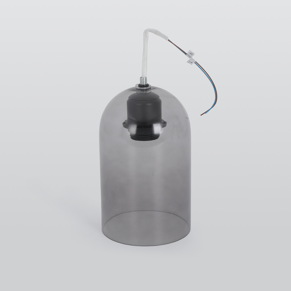 Sanna Modern Cylinder Semi-Flush Mount Clear Glass Ceiling Light, Cognac/Grey