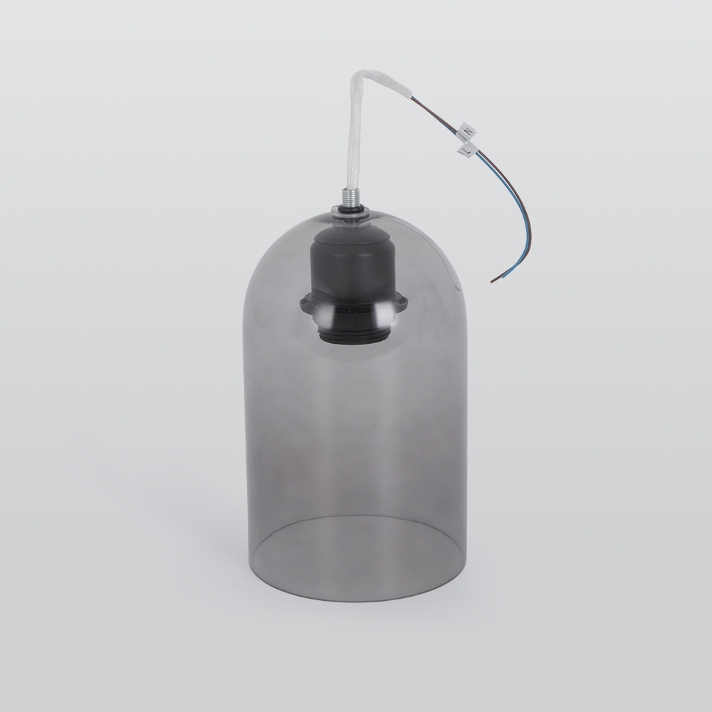 Sanna Modern Cylinder Semi-Flush Mount Clear Glass Ceiling Light, Cognac/Grey
