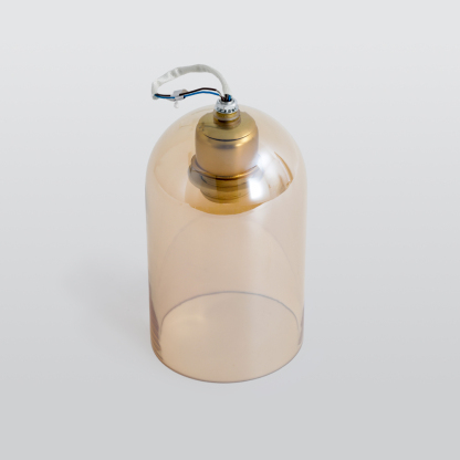Sanna Modern Cylinder Semi-Flush Mount Clear Glass Ceiling Light, Cognac/Grey