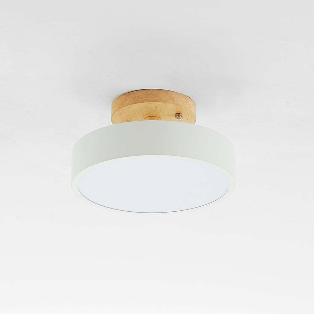 Quinn Round LED Flush Mount Ceiling Light Modern Wood/Acrylic