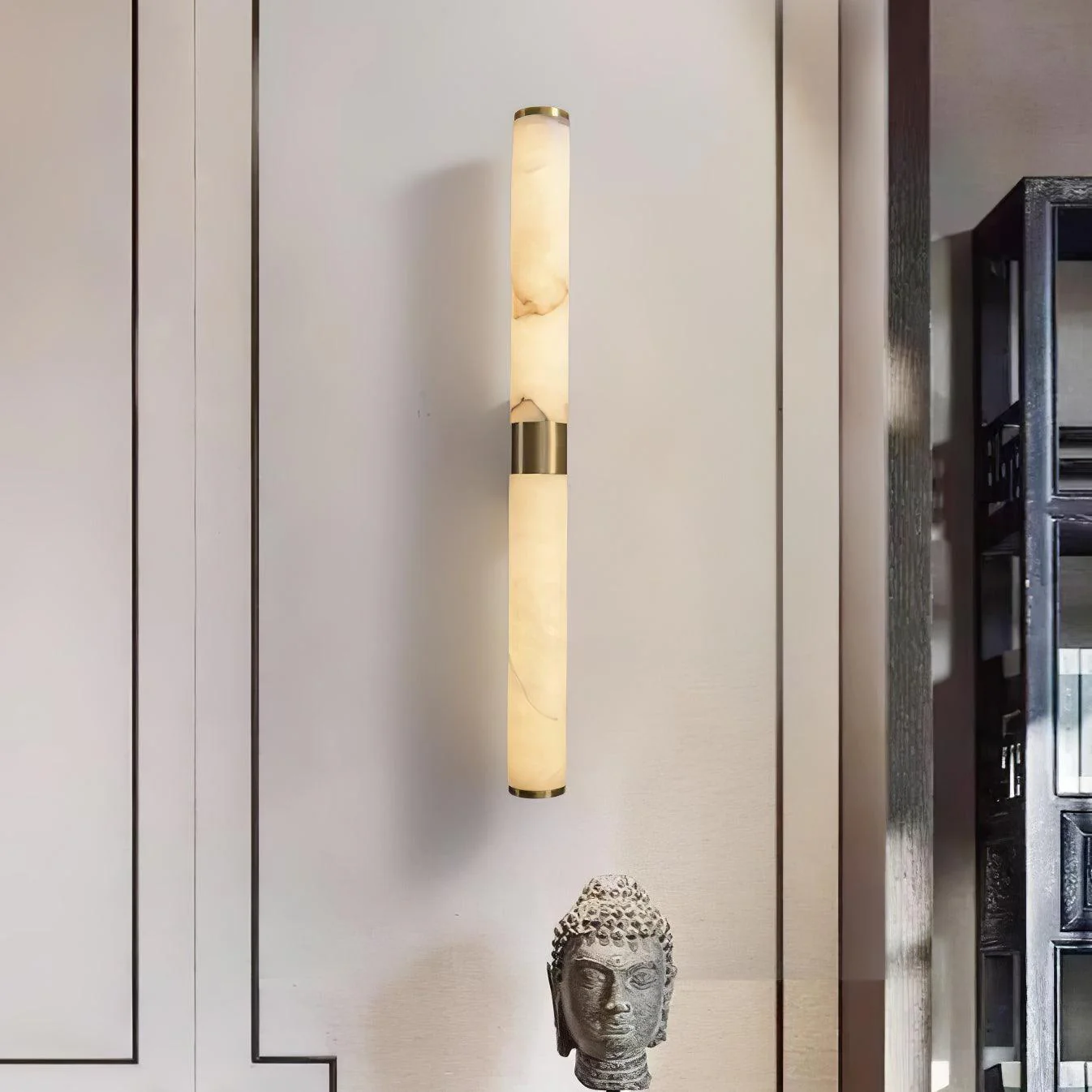 Jade Modern Line Alabaster Brass Wall Light Living Room Bedroom