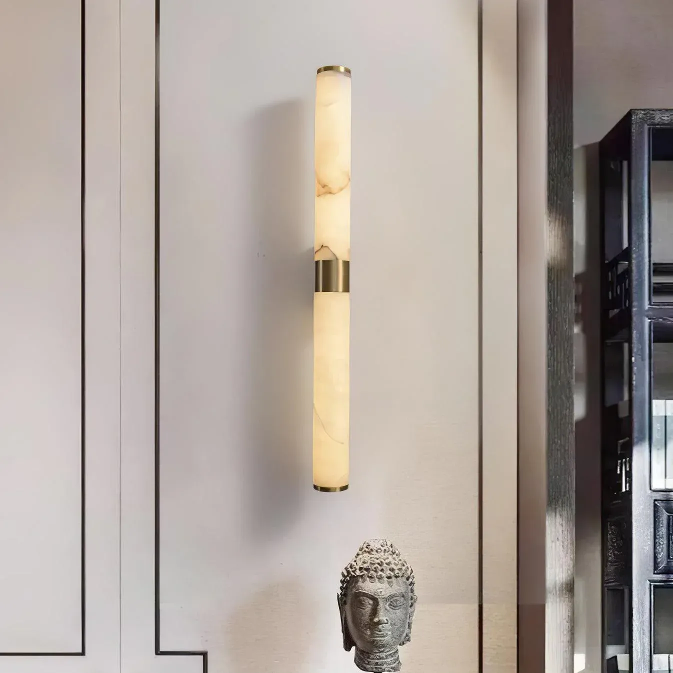 Jade Modern Line Alabaster Brass Wall Light Living Room Bedroom
