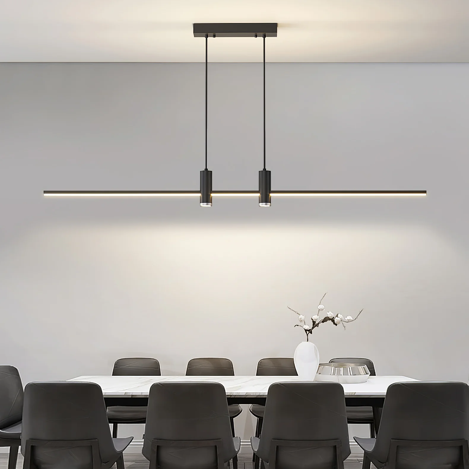 Edge Modern Unusual Long Metal Pendant Light Dining Living Room