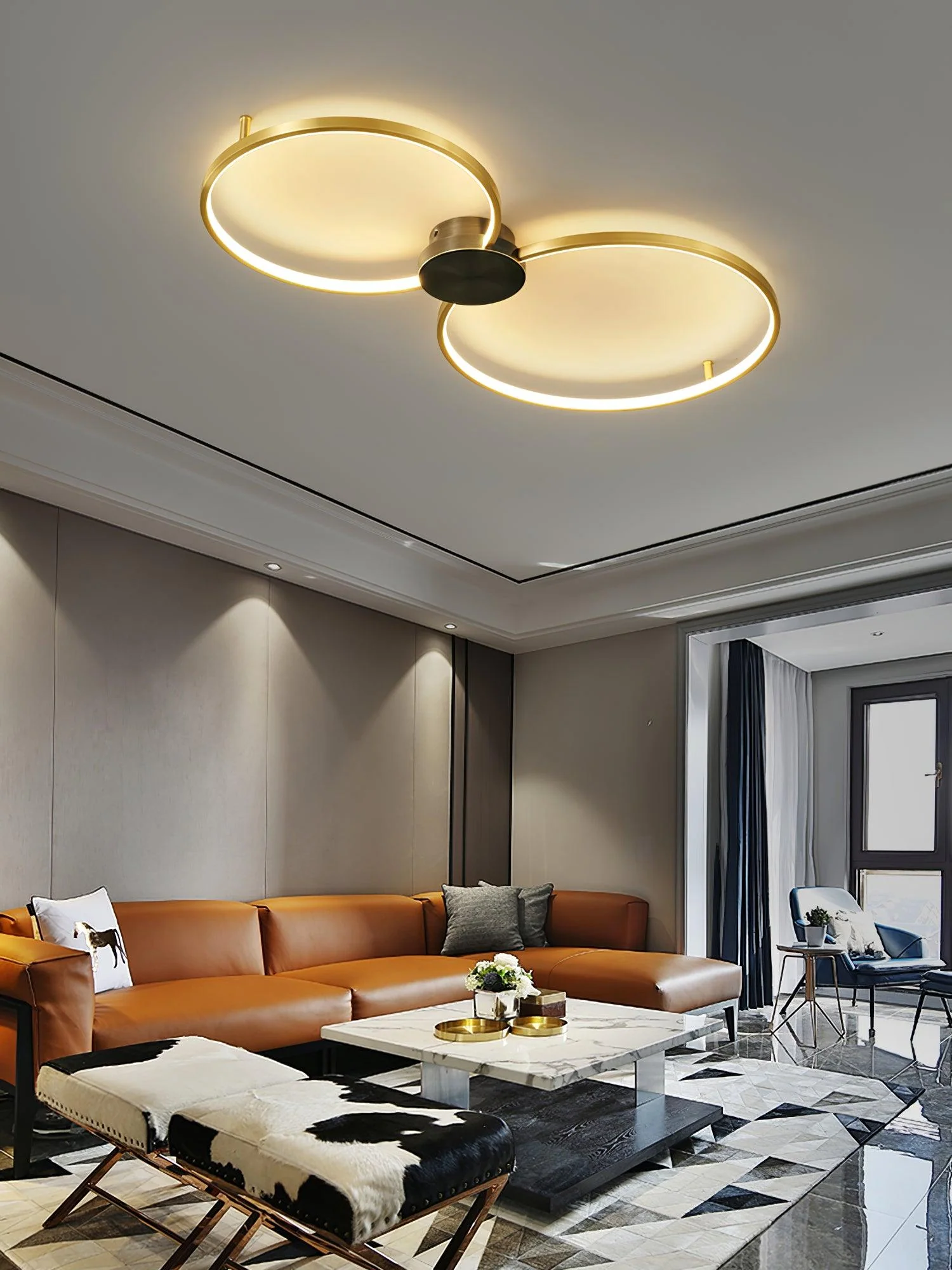 Quinn Modern LED Loop Metal Ceiling Light Living Room Bedroom