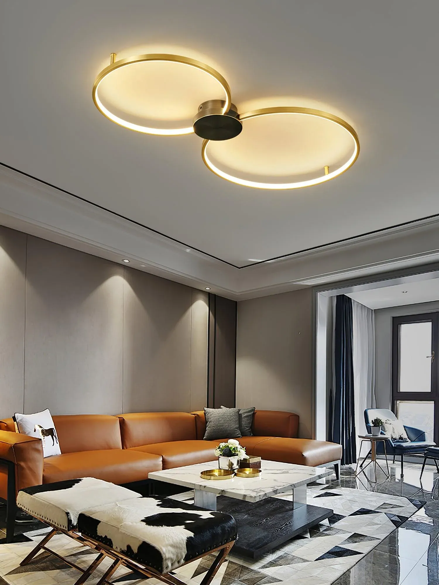 Quinn Modern LED Loop Metal Ceiling Light Living Room Bedroom