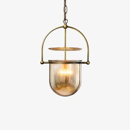 Alessio Unusual Glass Amber Clear Metal Pendant Light Bedroom Living Room