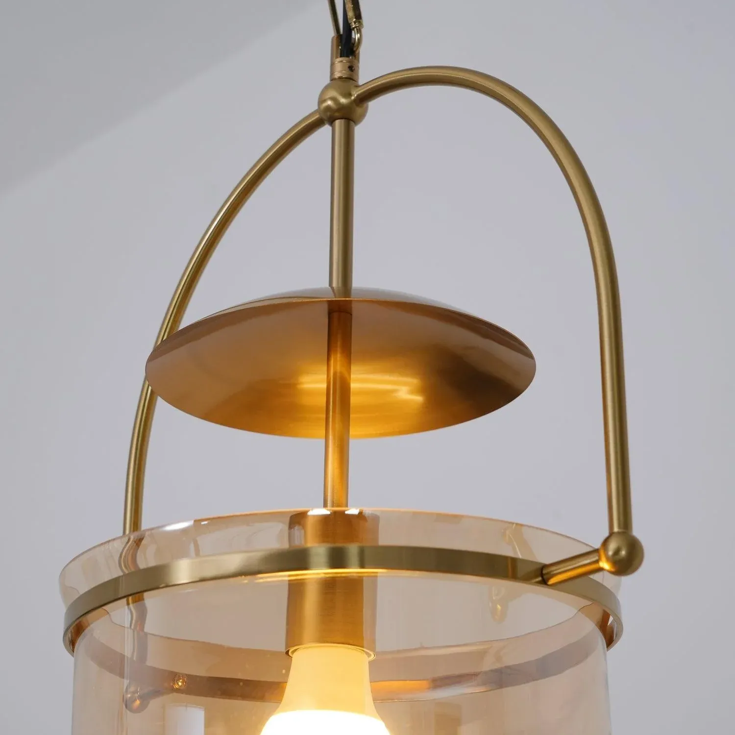 Alessio Unusual Glass Amber Clear Metal Pendant Light Bedroom Living Room